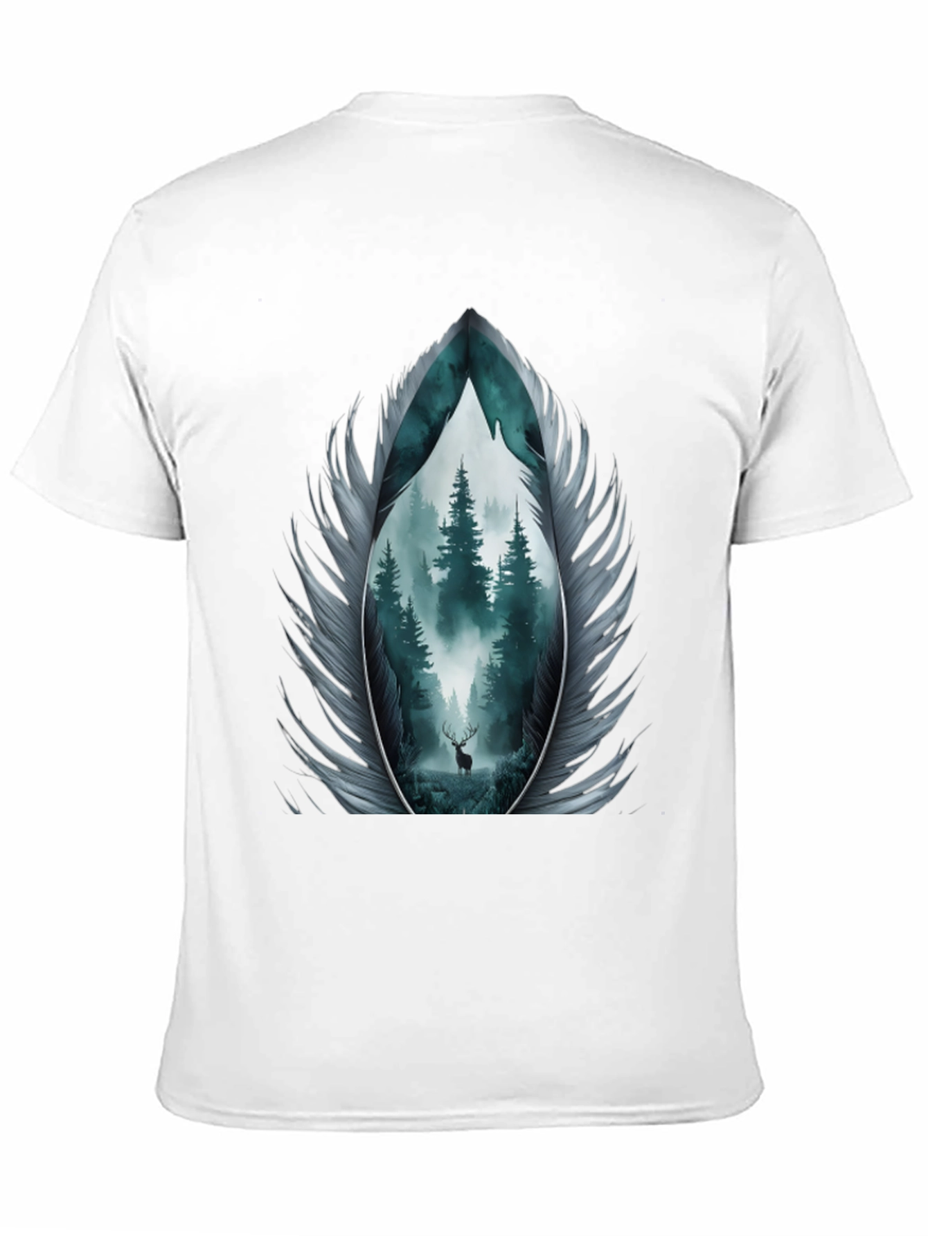 Nature Feather Graphic Tee - Mens Black T-Shirt