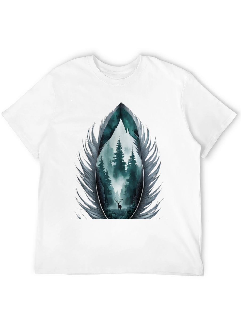 Nature Feather Graphic Tee - Mens Black T-Shirt