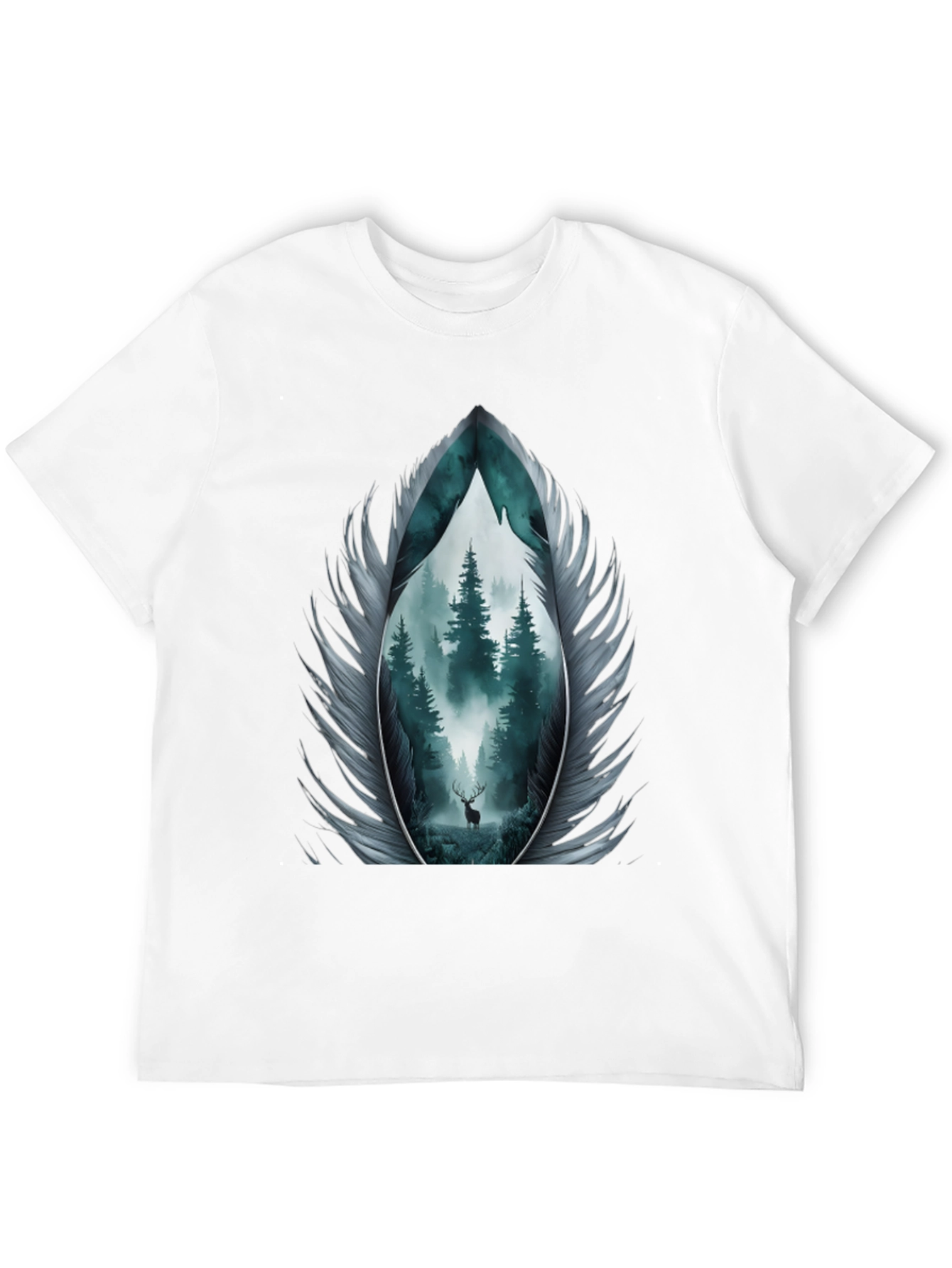Nature Feather Graphic Tee - Mens Black T-Shirt