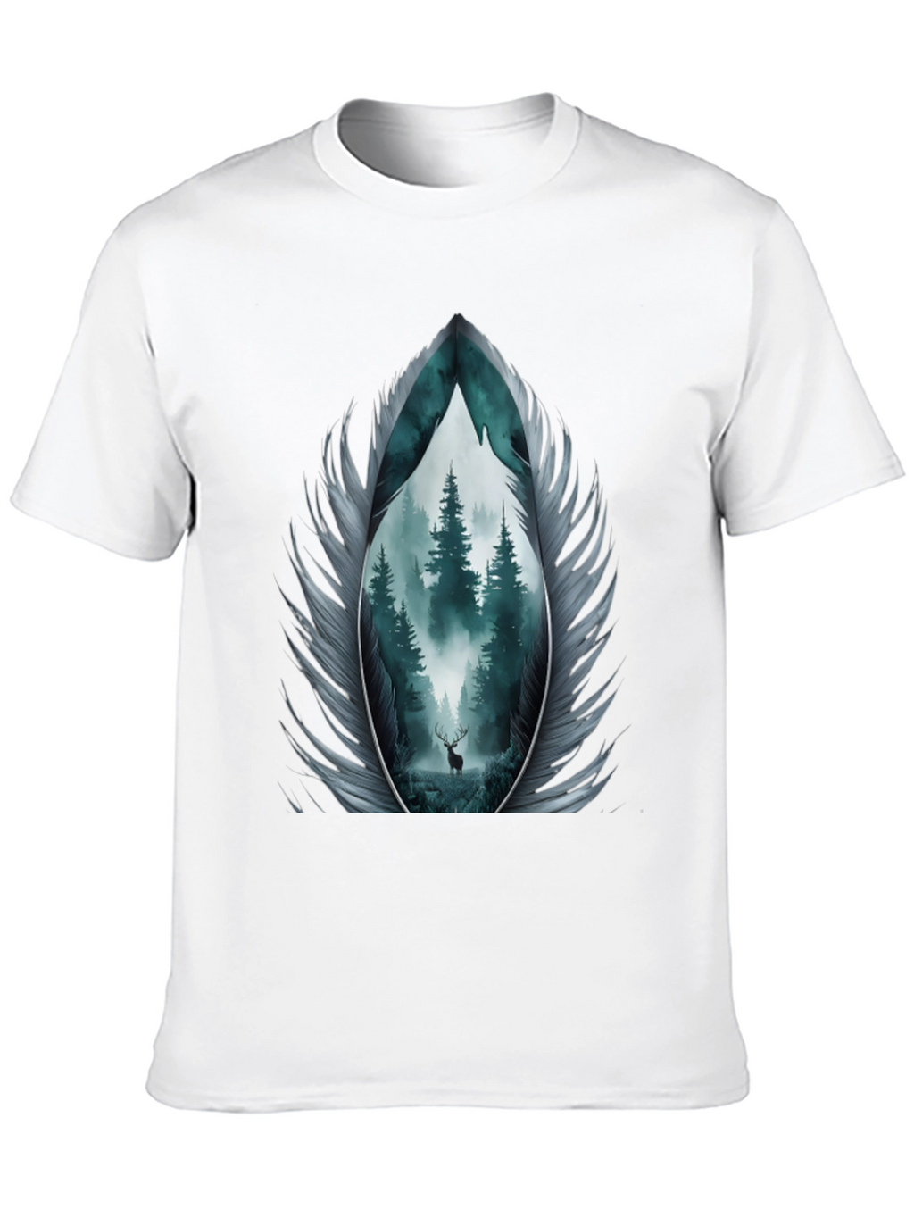 Nature Feather Graphic Tee - Mens Black T-Shirt