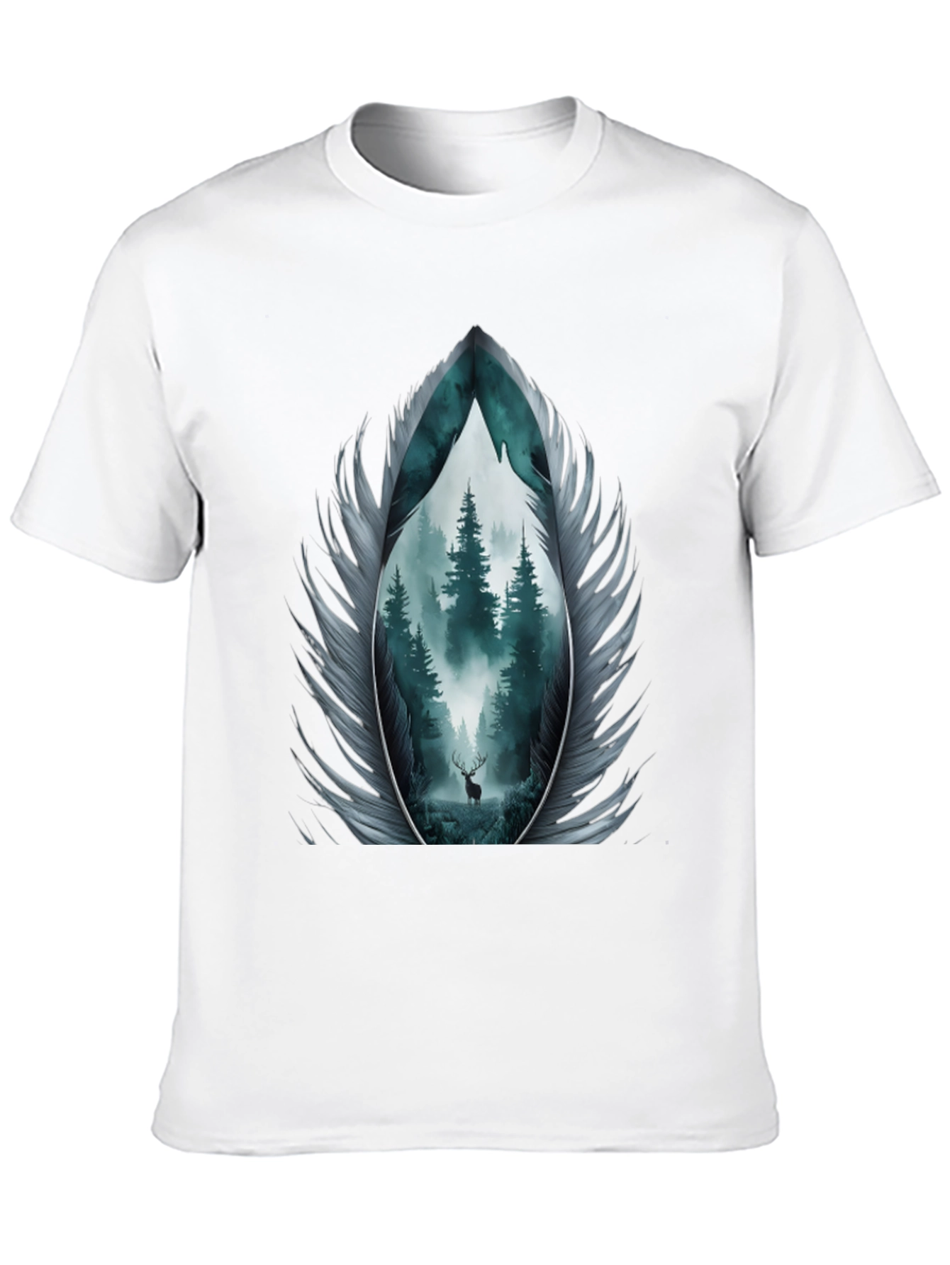 Nature Feather Graphic Tee - Mens Black T-Shirt
