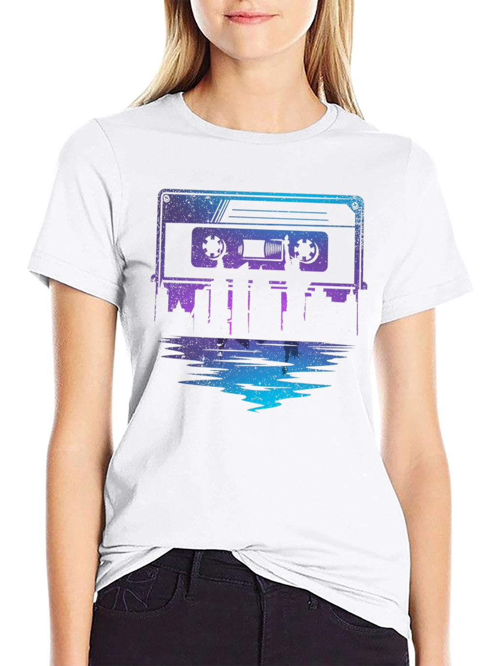 Retro Cassette Tape Cityscape Graphic Tee