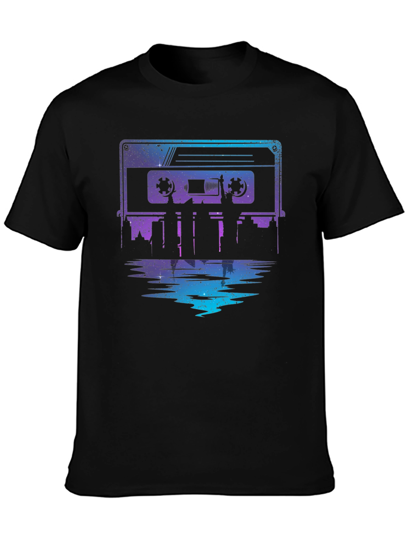 Retro Cassette Tape Cityscape Graphic Tee