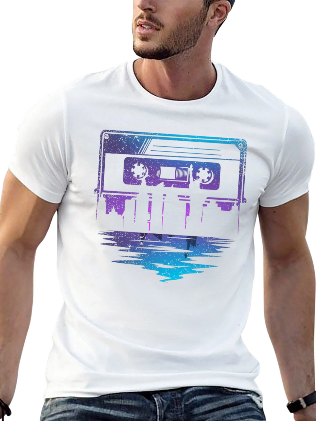 Retro Cassette Tape Cityscape Graphic Tee