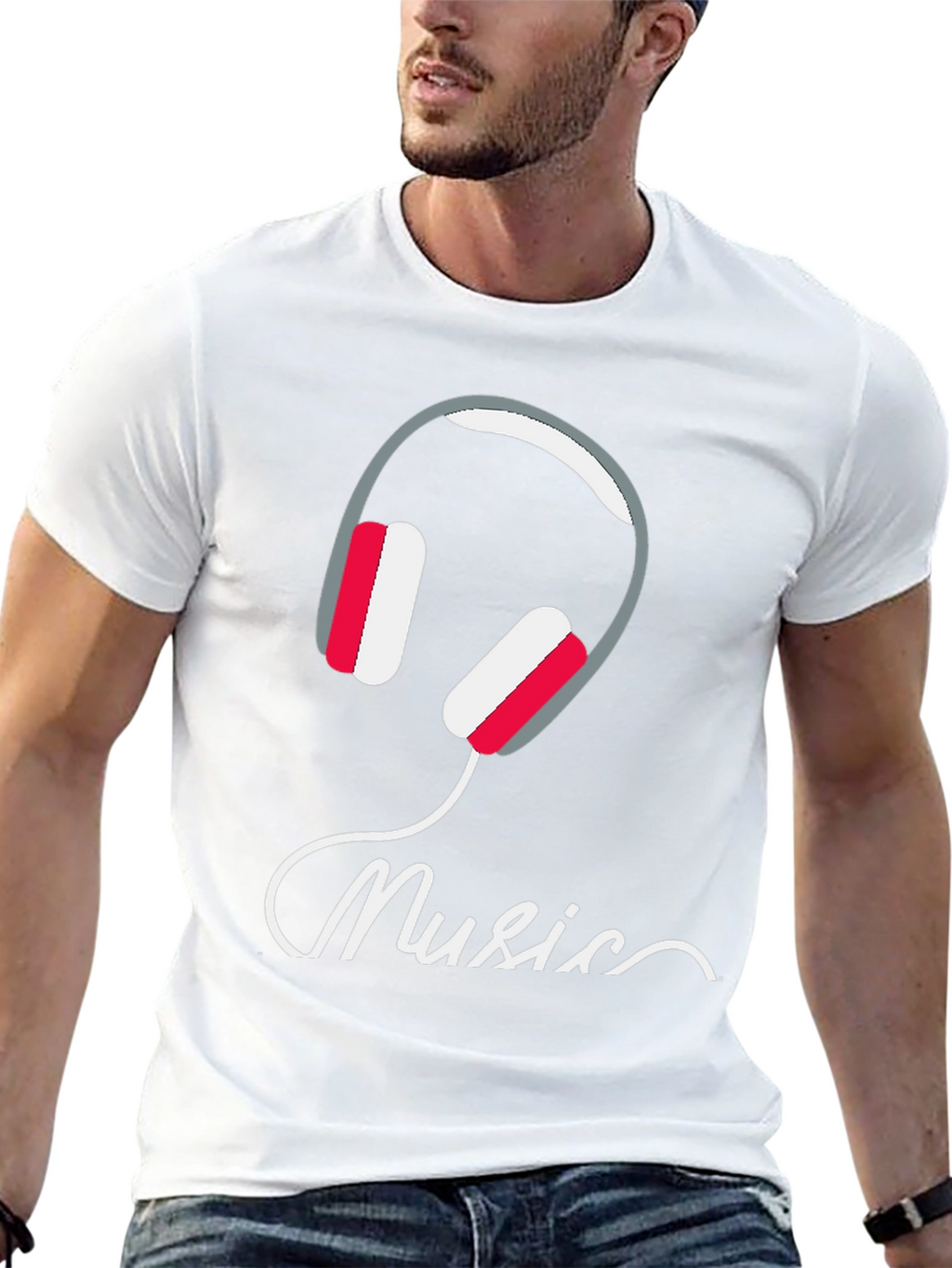 Music Headphone Graphic Tee - Black