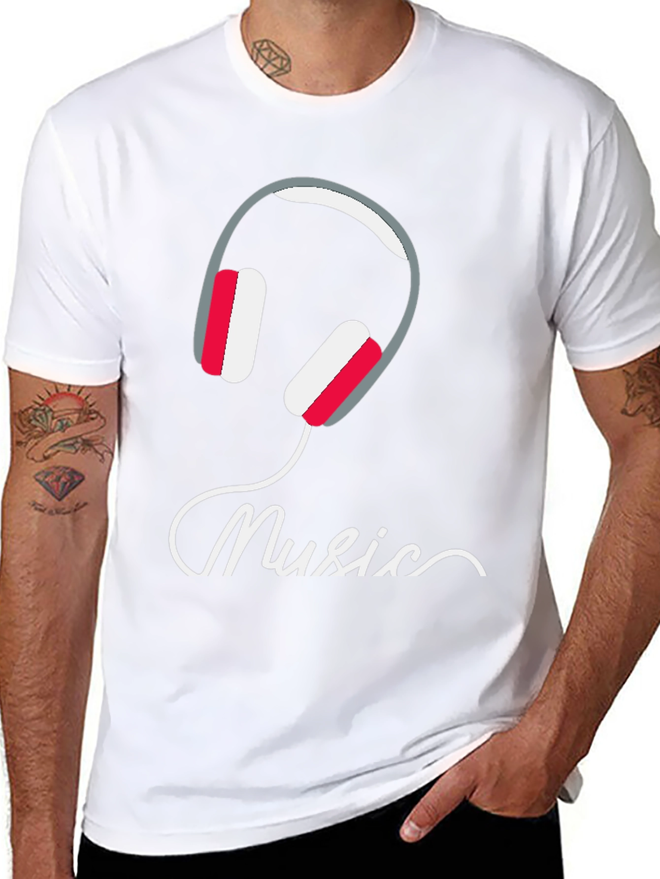 Music Headphone Graphic Tee - Black
