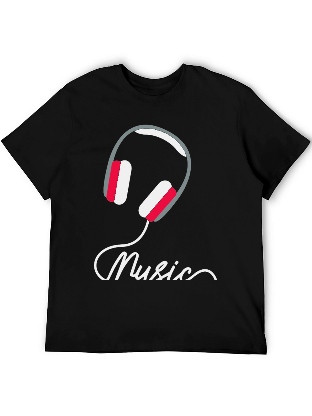 Music Headphone Graphic Tee - Black
