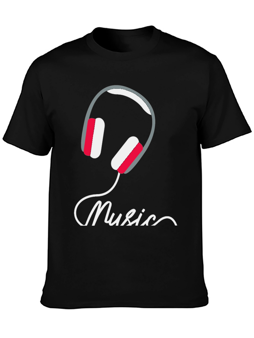 Music Headphone Graphic Tee - Black