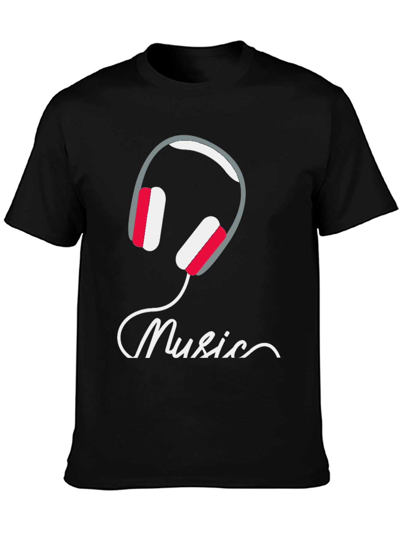 Music Headphone Graphic Tee - Black