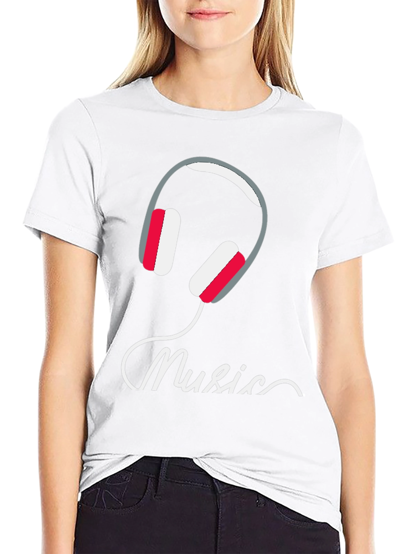 Music Headphone Graphic Tee - Black
