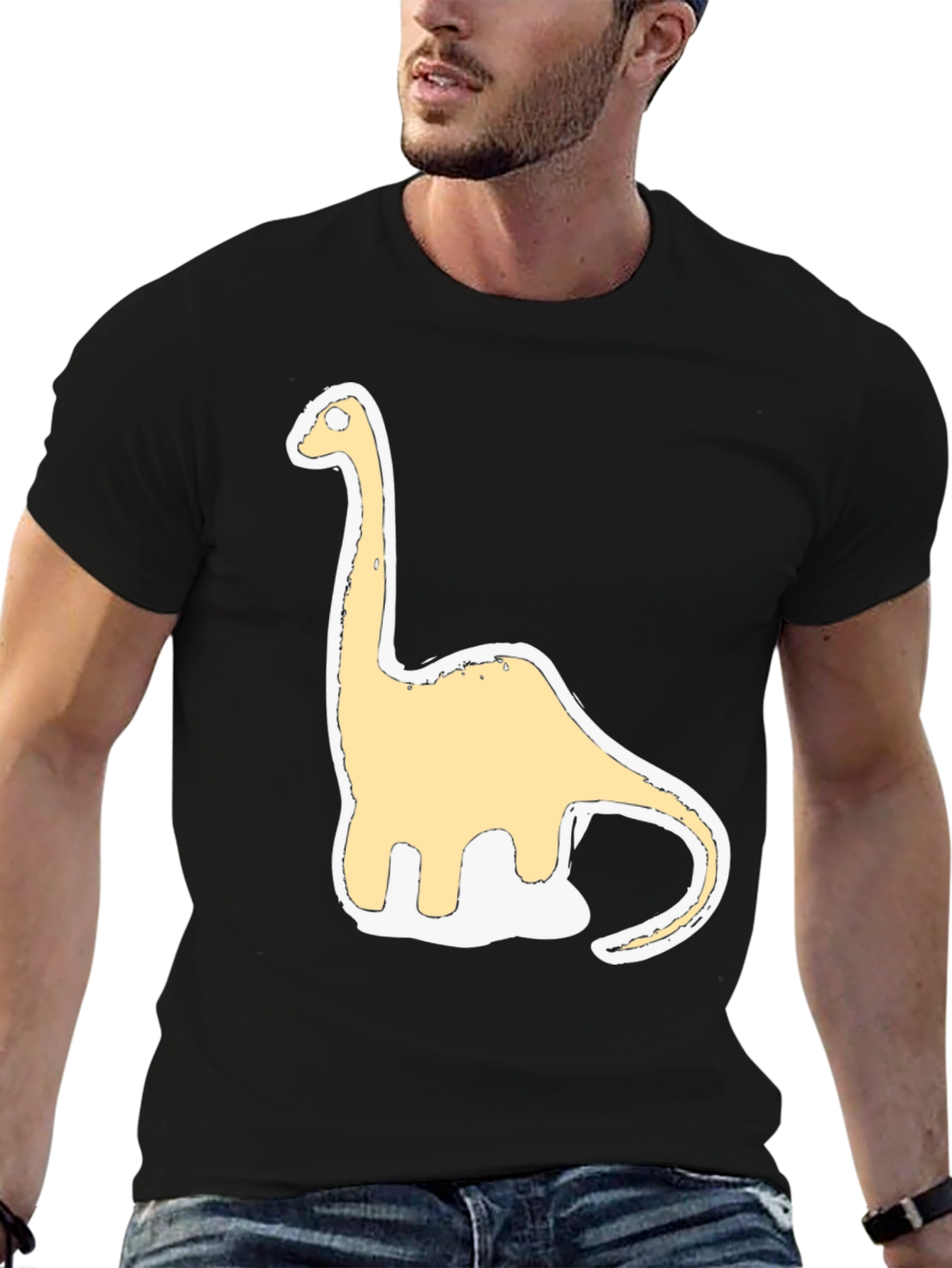 Dinosaur Graphic Tee - Casual Black T-Shirt