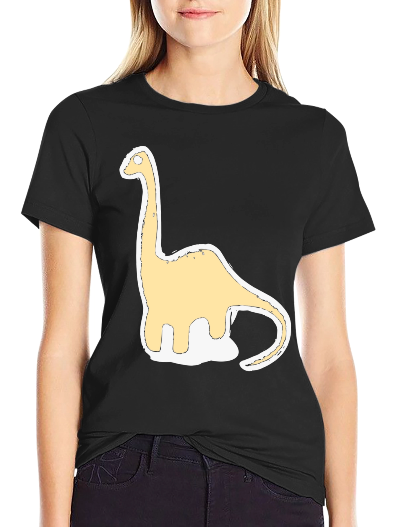 Dinosaur Graphic Tee - Casual Black T-Shirt