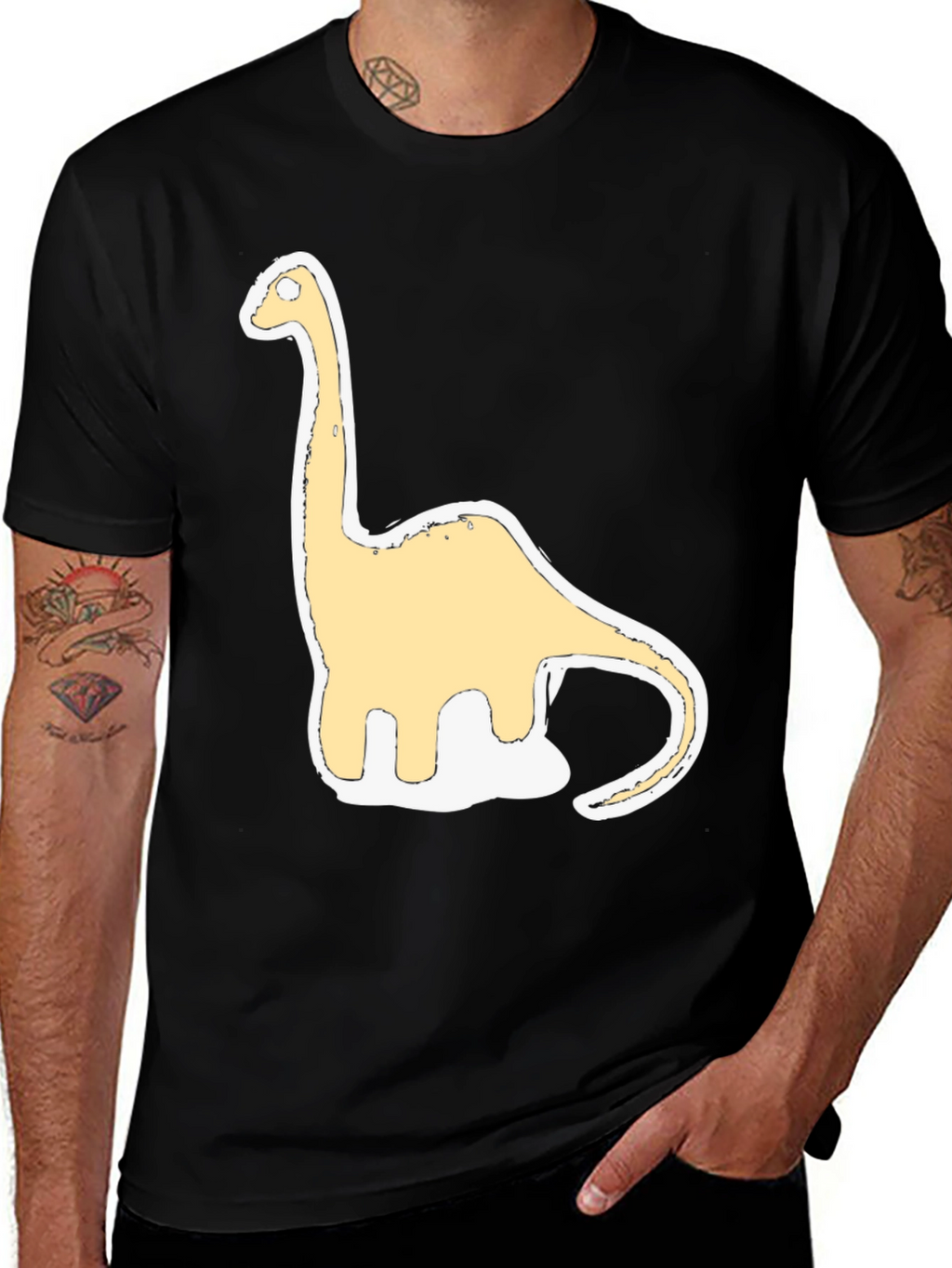 Dinosaur Graphic Tee - Casual Black T-Shirt