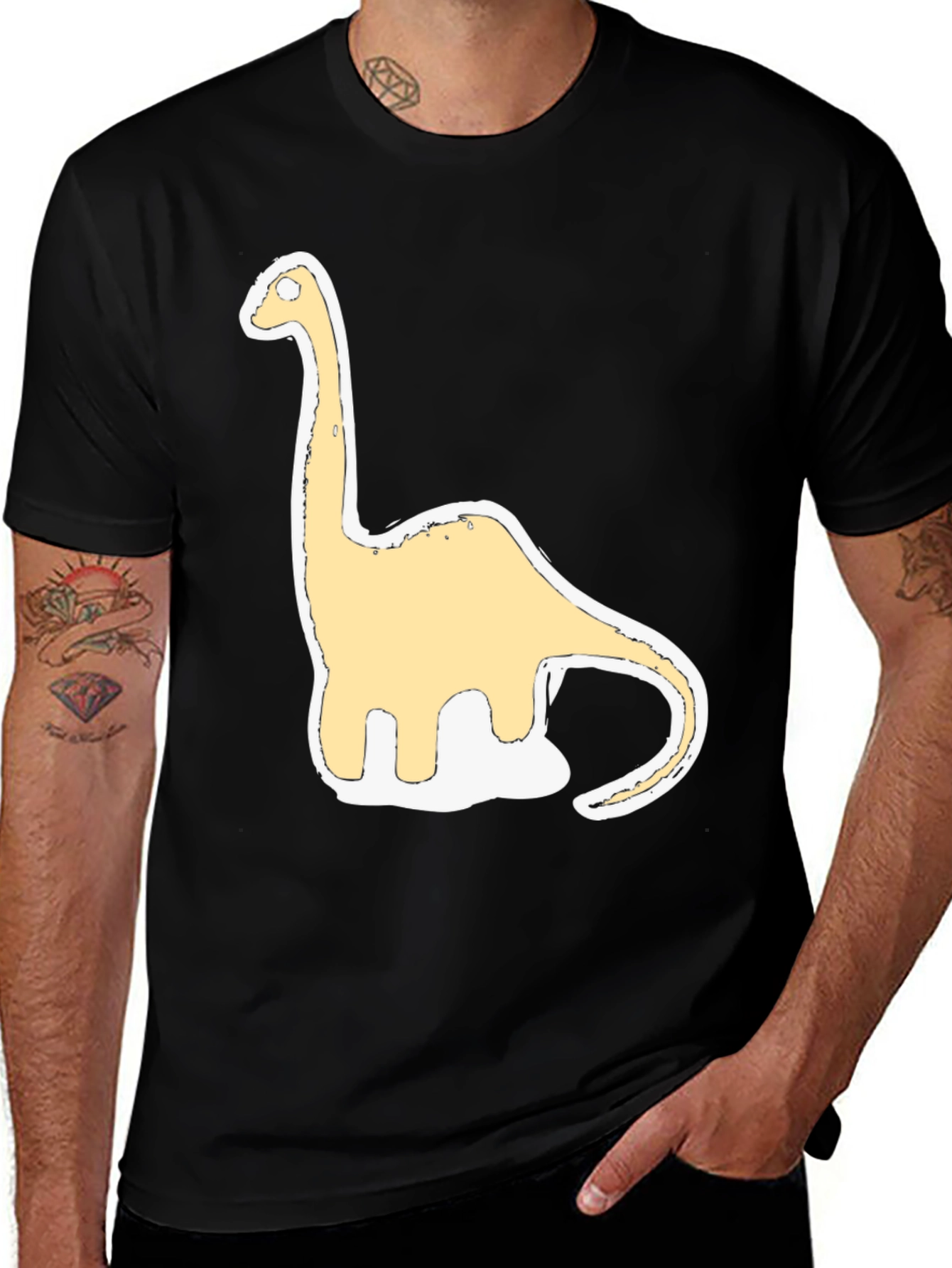Dinosaur Graphic Tee - Casual Black T-Shirt