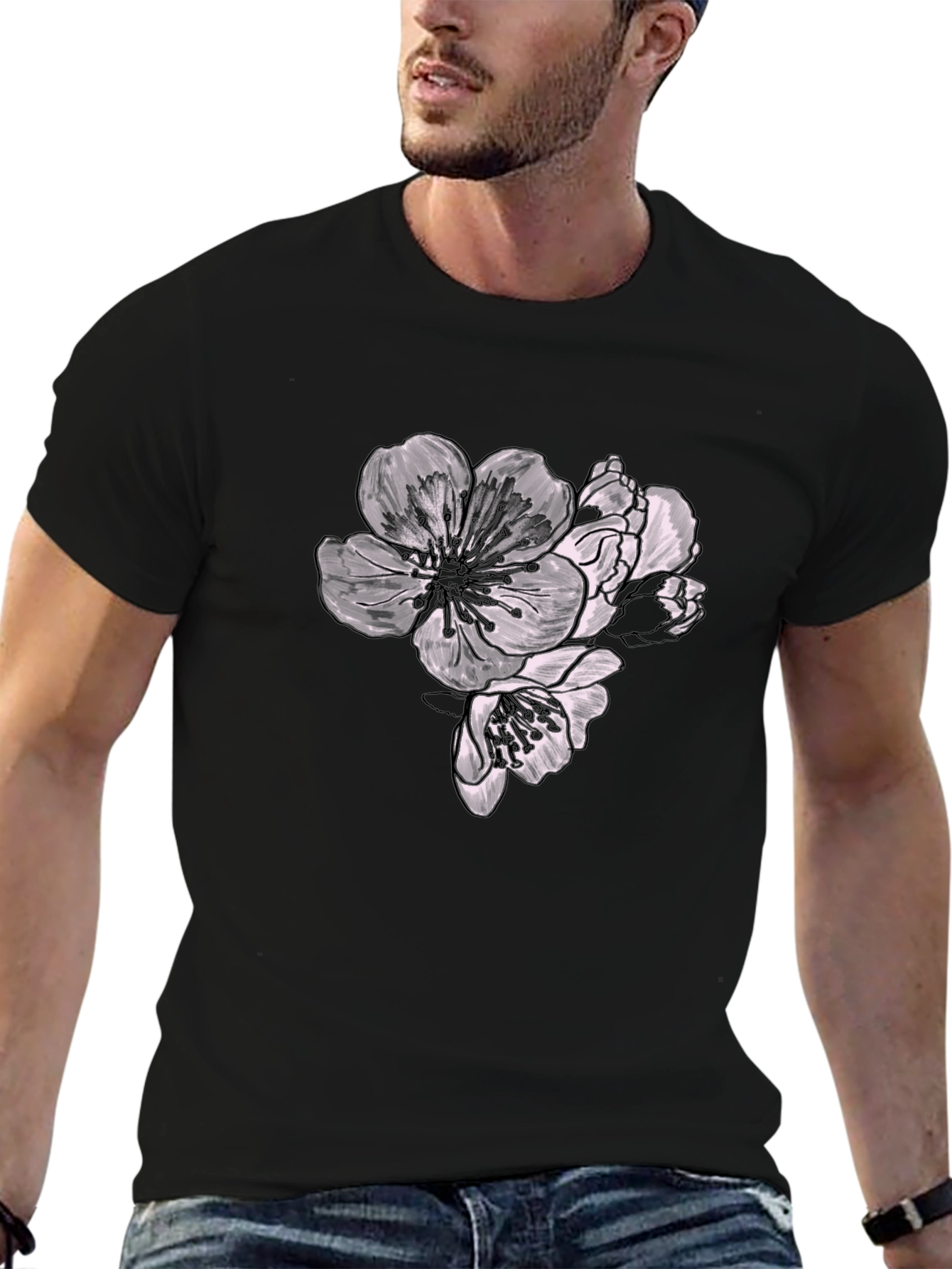 Floral Graphic Black T-Shirt - Stylish Casual Wear