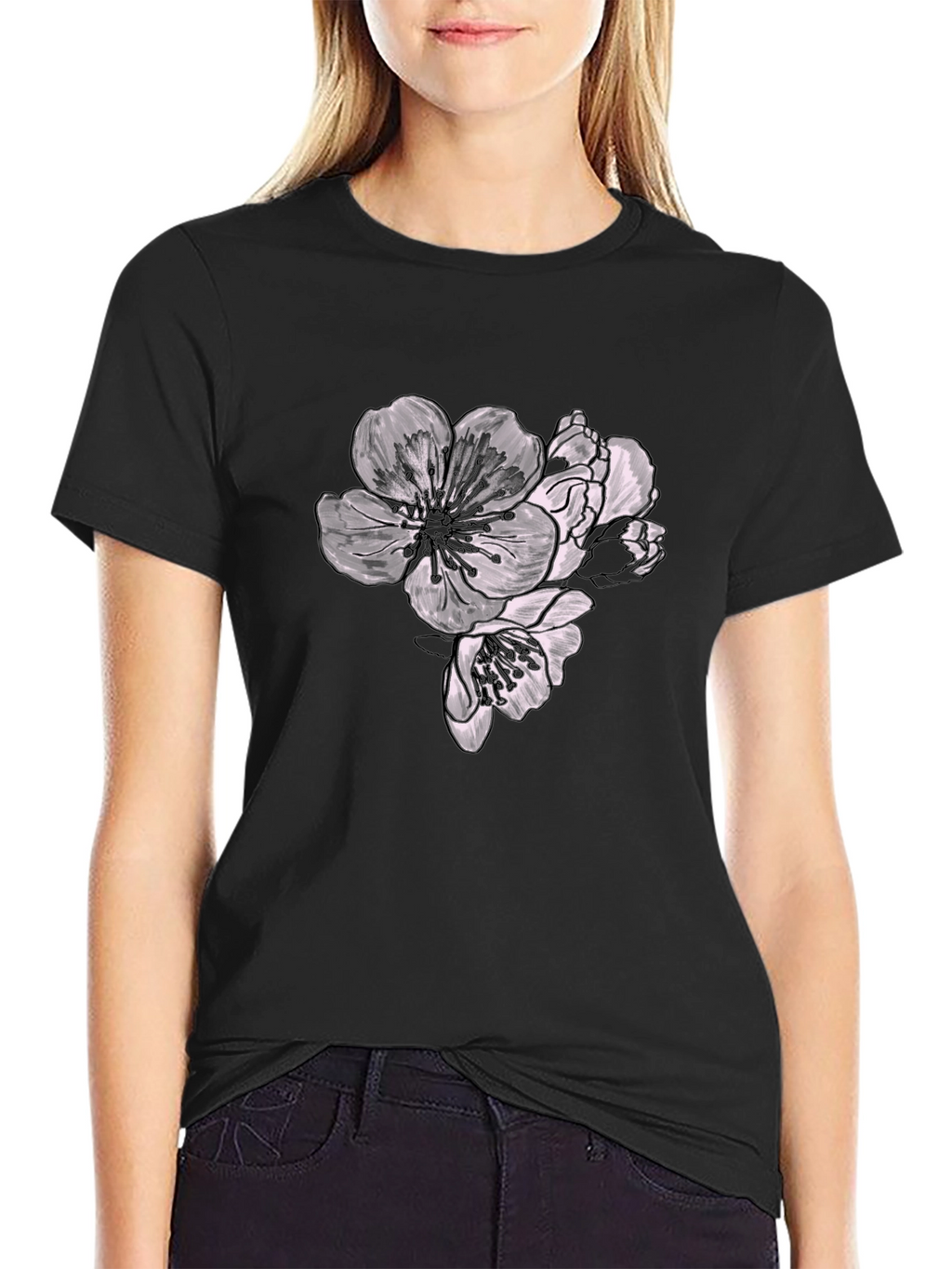 Floral Graphic Black T-Shirt - Stylish Casual Wear