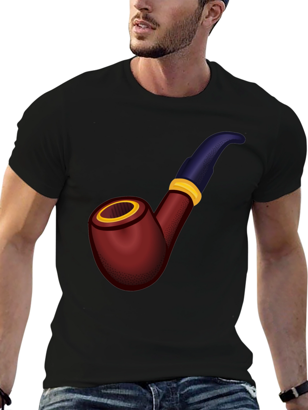 Novelty Pipe Graphic T-Shirt - Black