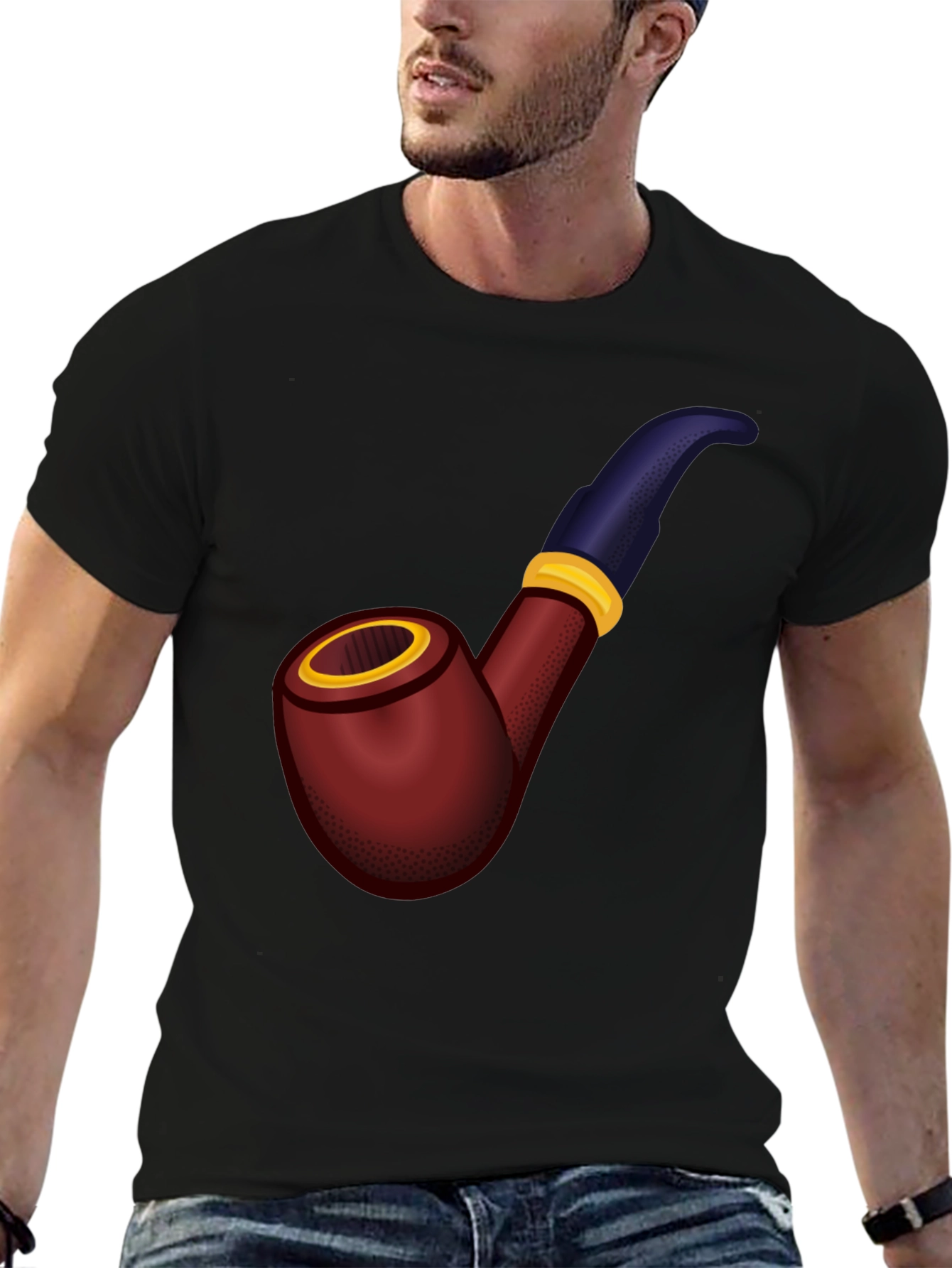 Novelty Pipe Graphic T-Shirt - Black