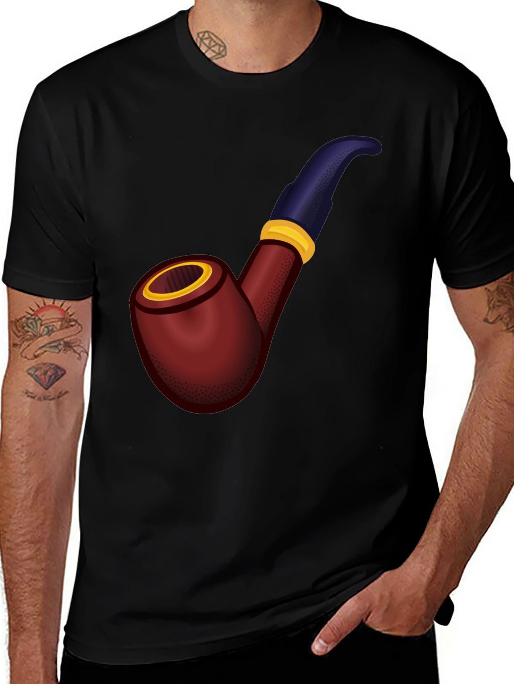 Novelty Pipe Graphic T-Shirt - Black