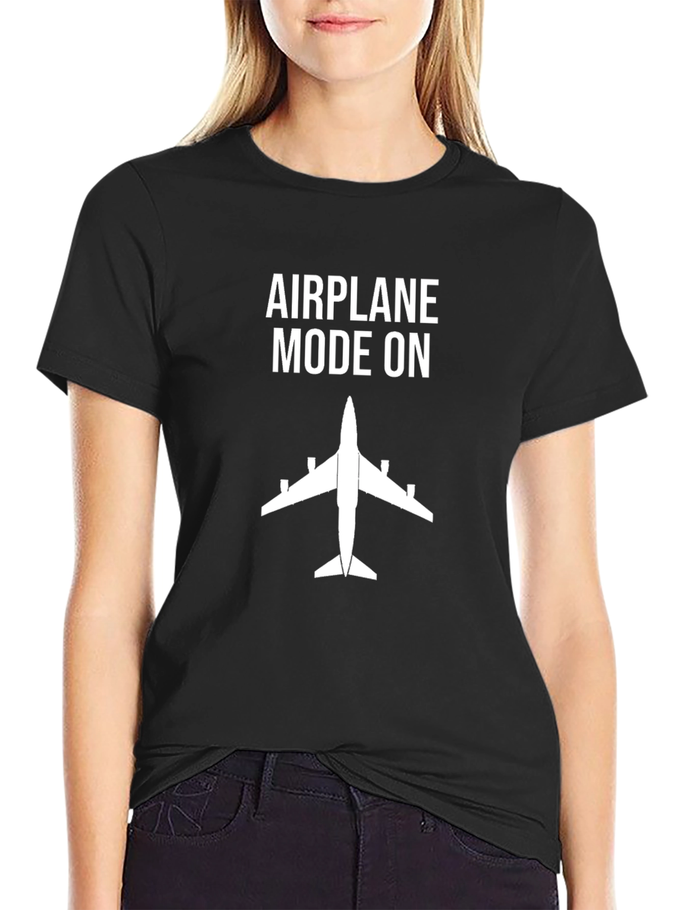 Airplane Mode On Graphic Tee - Black