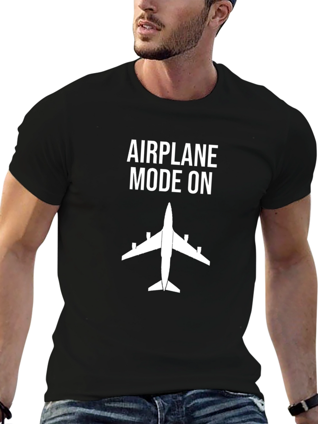 Airplane Mode On Graphic Tee - Black