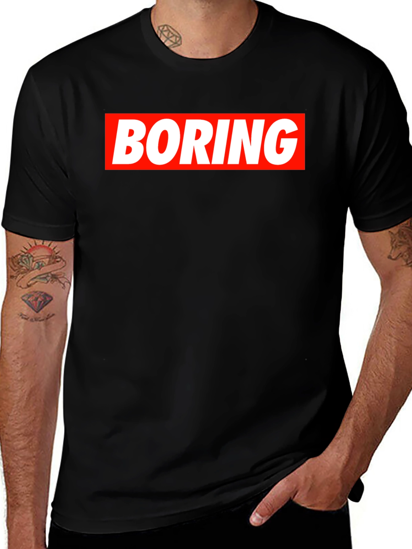 Boring Graphic Tee - Mens Black T-Shirt