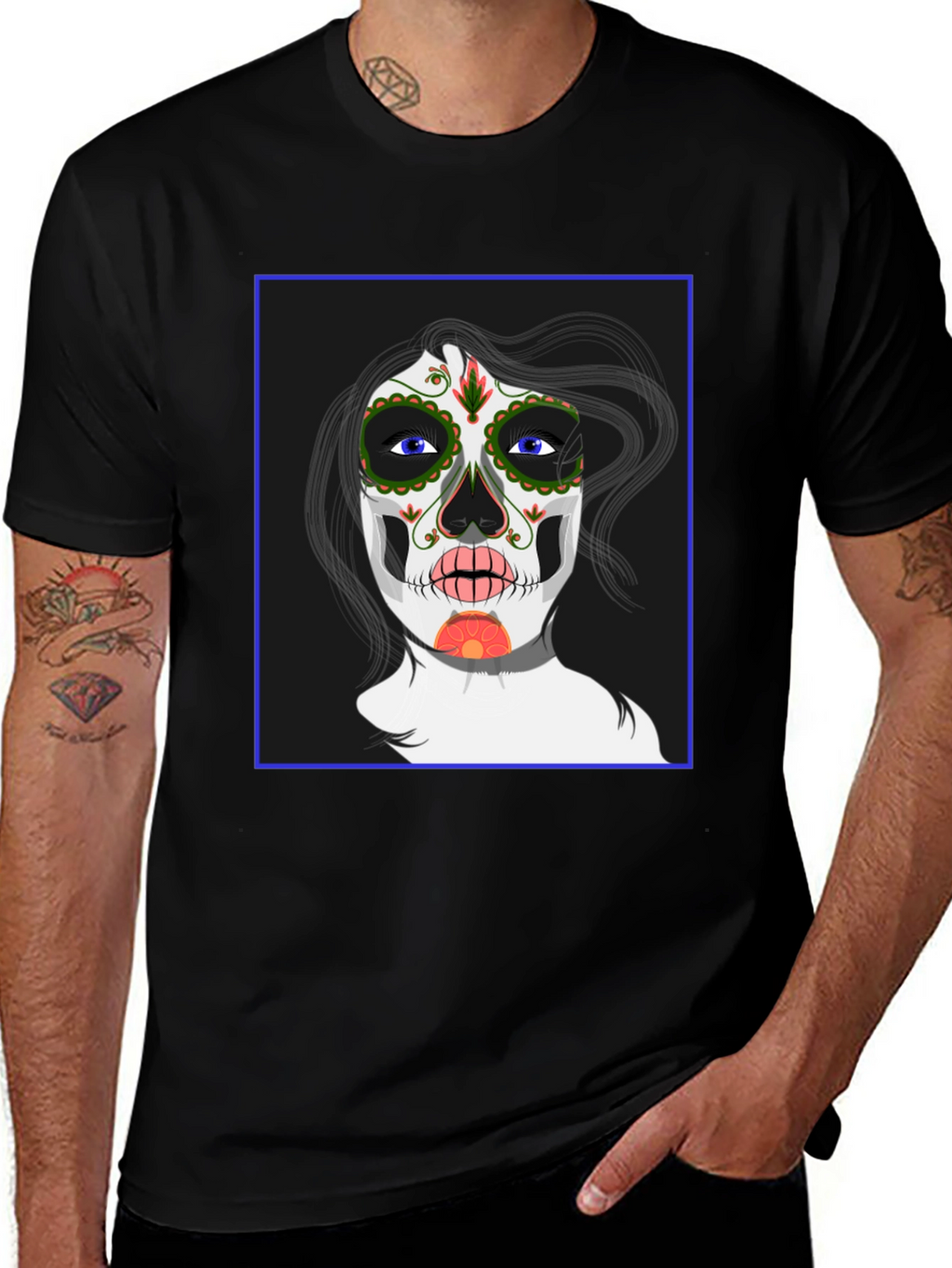 Sugar Skull Woman Graphic Tee - Black Unisex T-Shirt