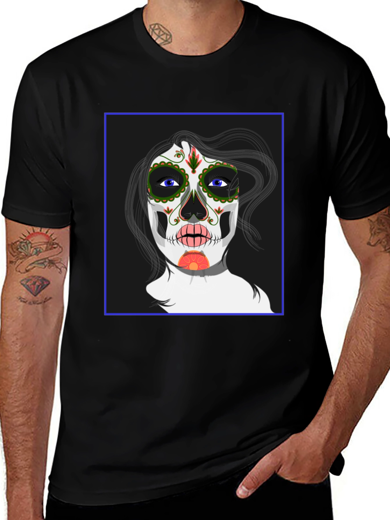 Sugar Skull Woman Graphic Tee - Black Unisex T-Shirt