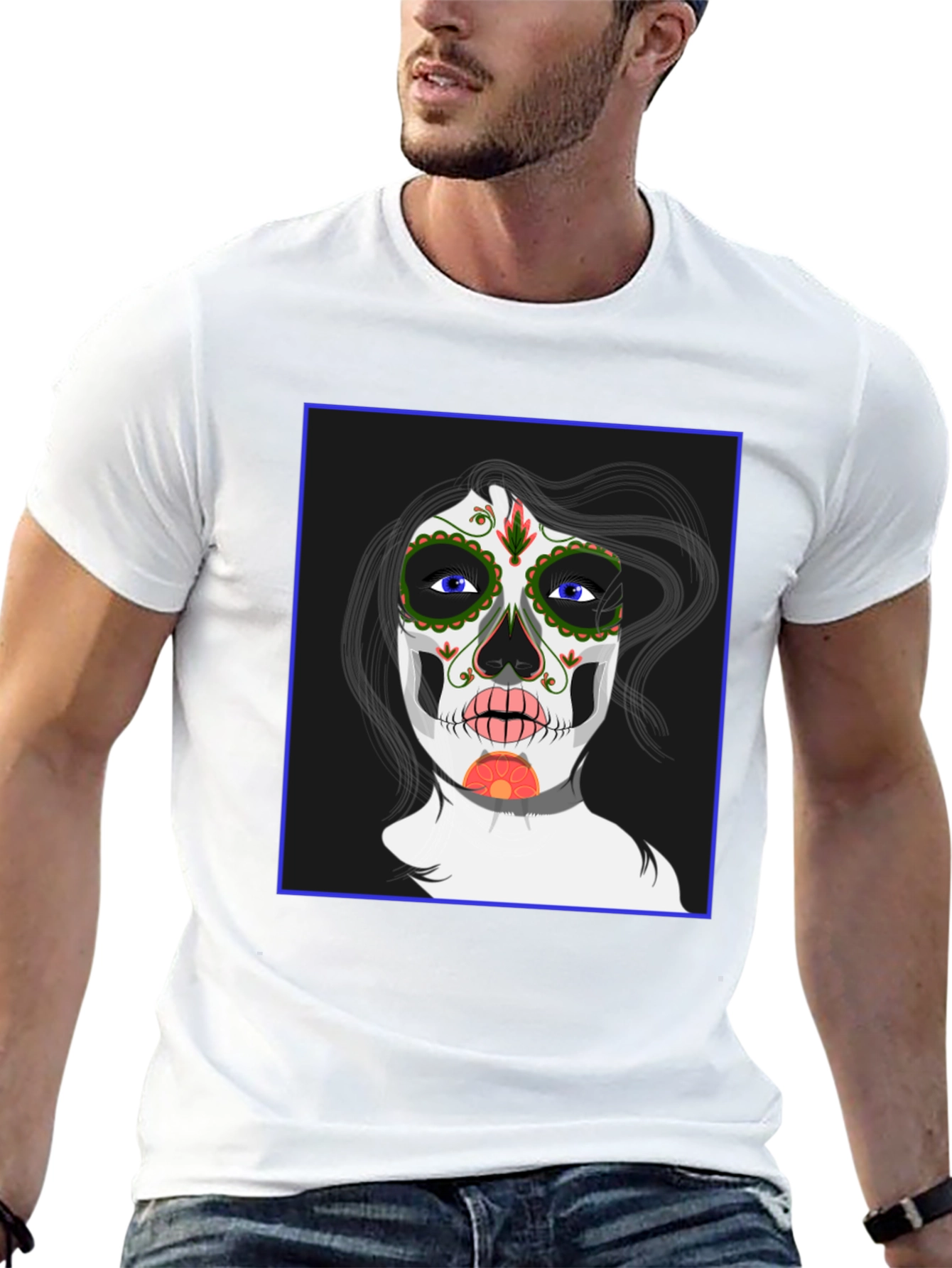 Sugar Skull Woman Graphic Tee - Black Unisex T-Shirt