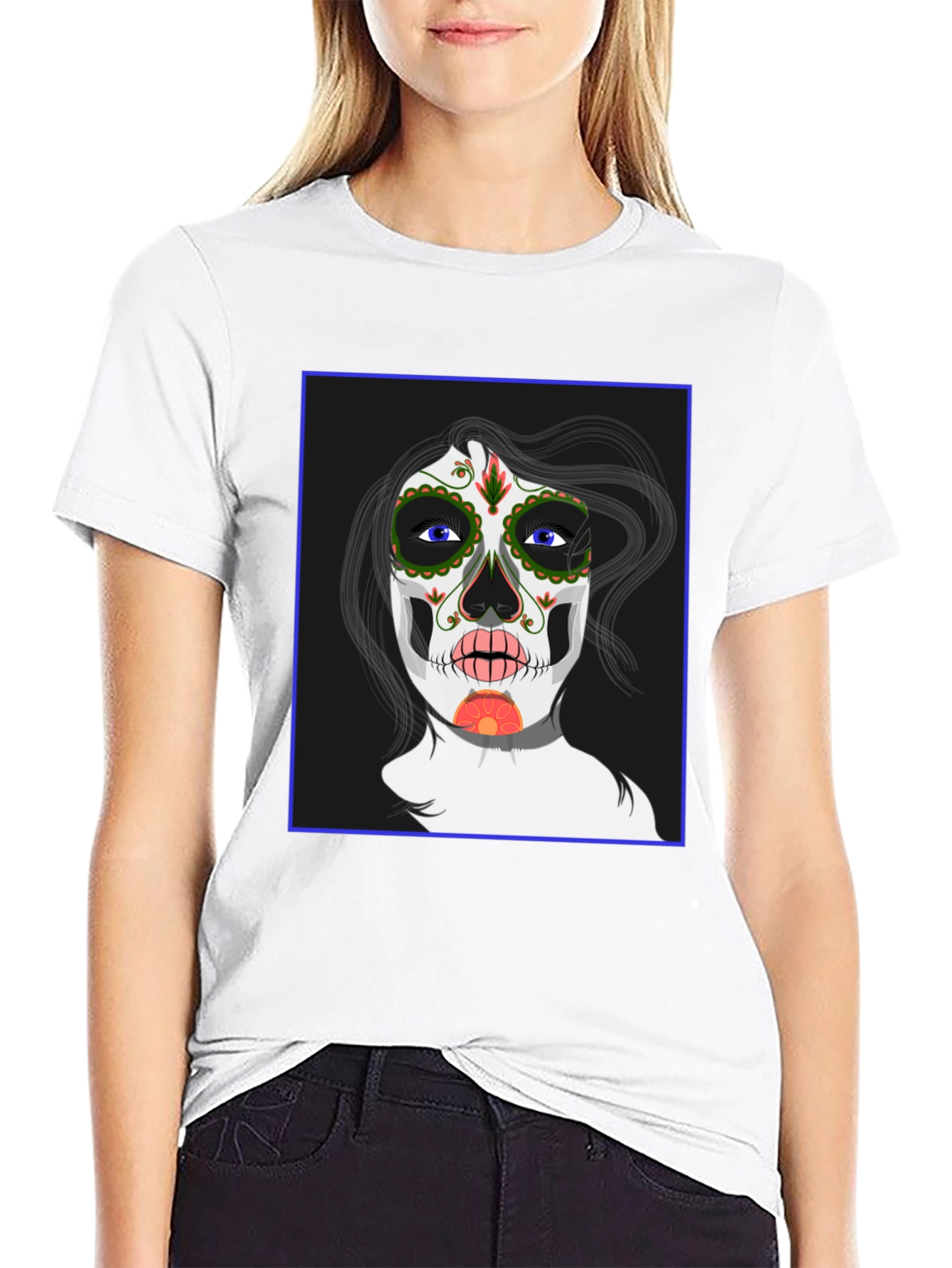 Sugar Skull Woman Graphic Tee - Black Unisex T-Shirt