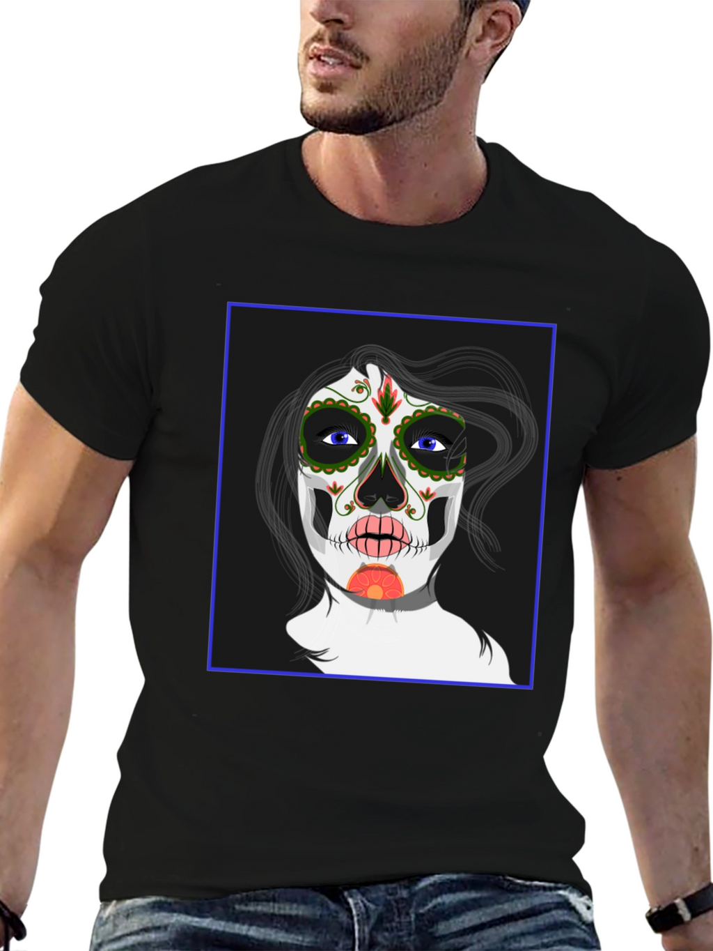Sugar Skull Woman Graphic Tee - Black Unisex T-Shirt