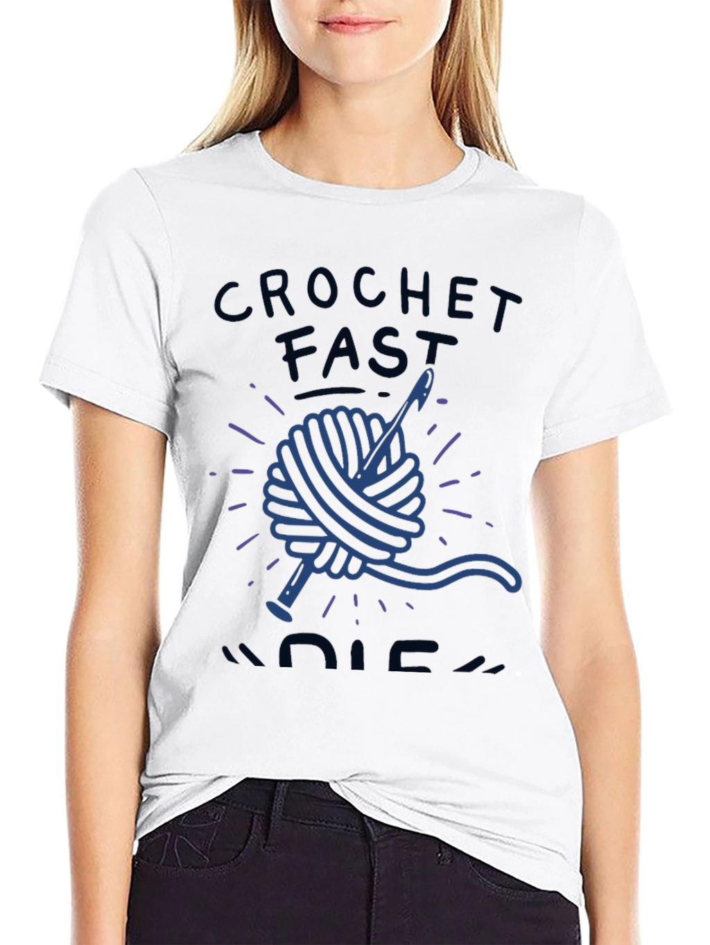 Crochet Fast Die Warm Funny T-Shirt