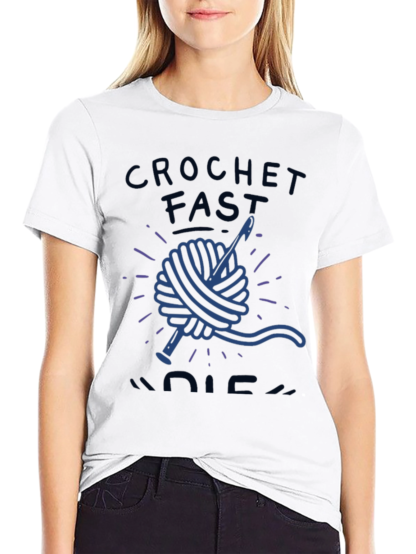 Crochet Fast Die Warm Funny T-Shirt
