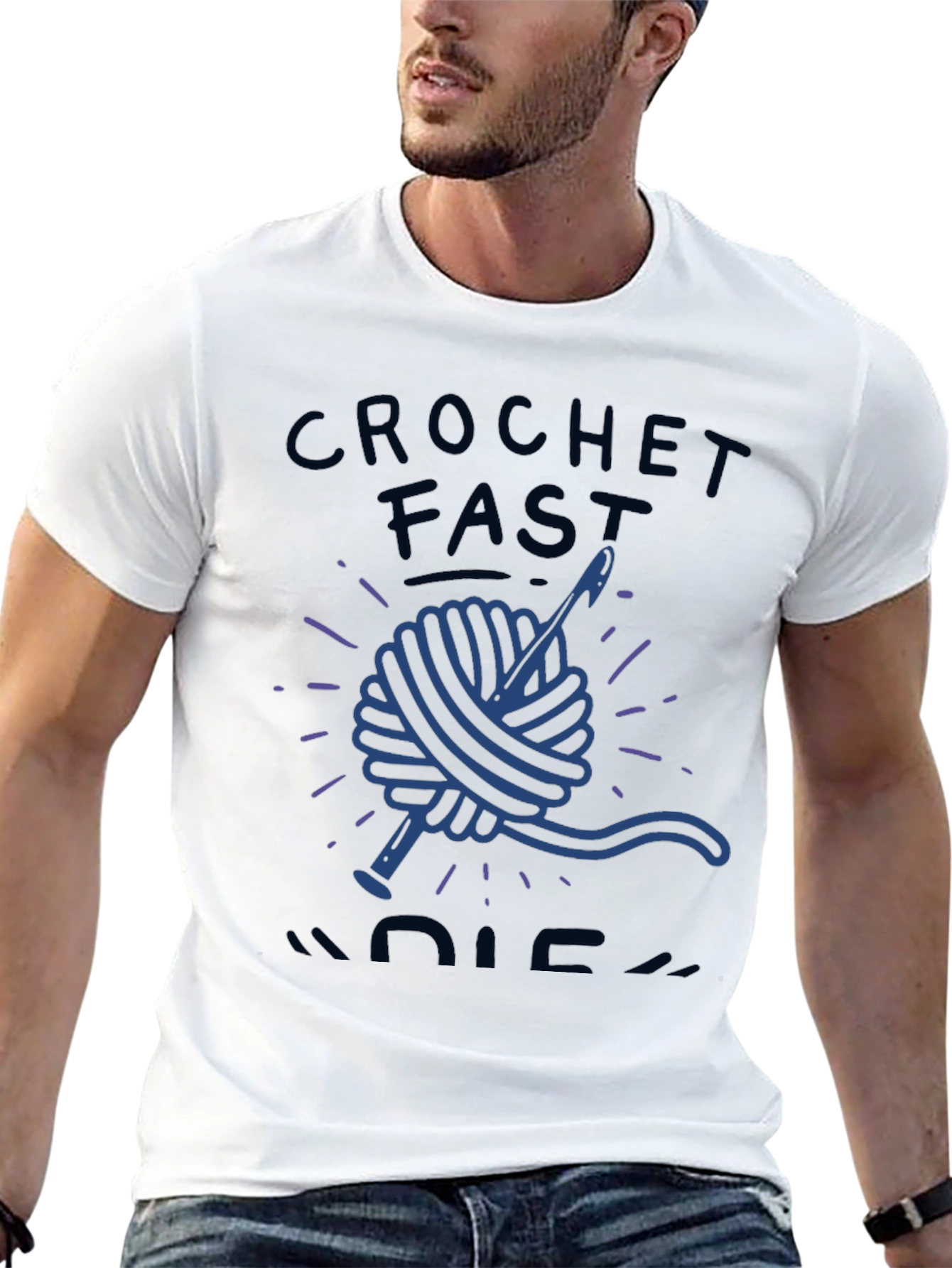 Crochet Fast Die Warm Funny T-Shirt