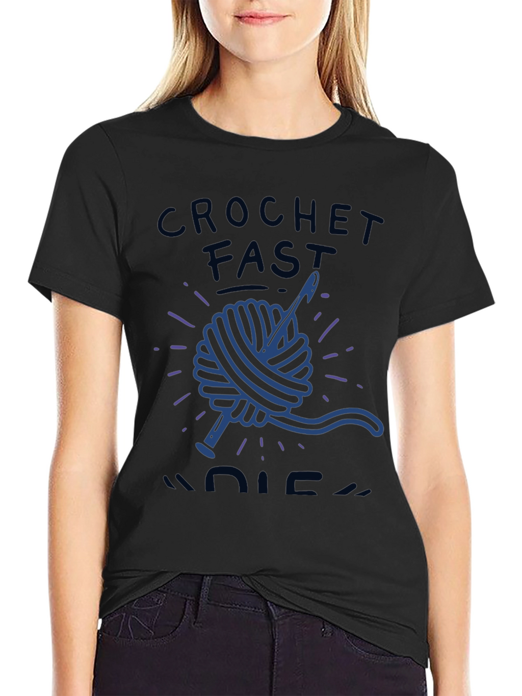 Crochet Fast Die Warm Funny T-Shirt
