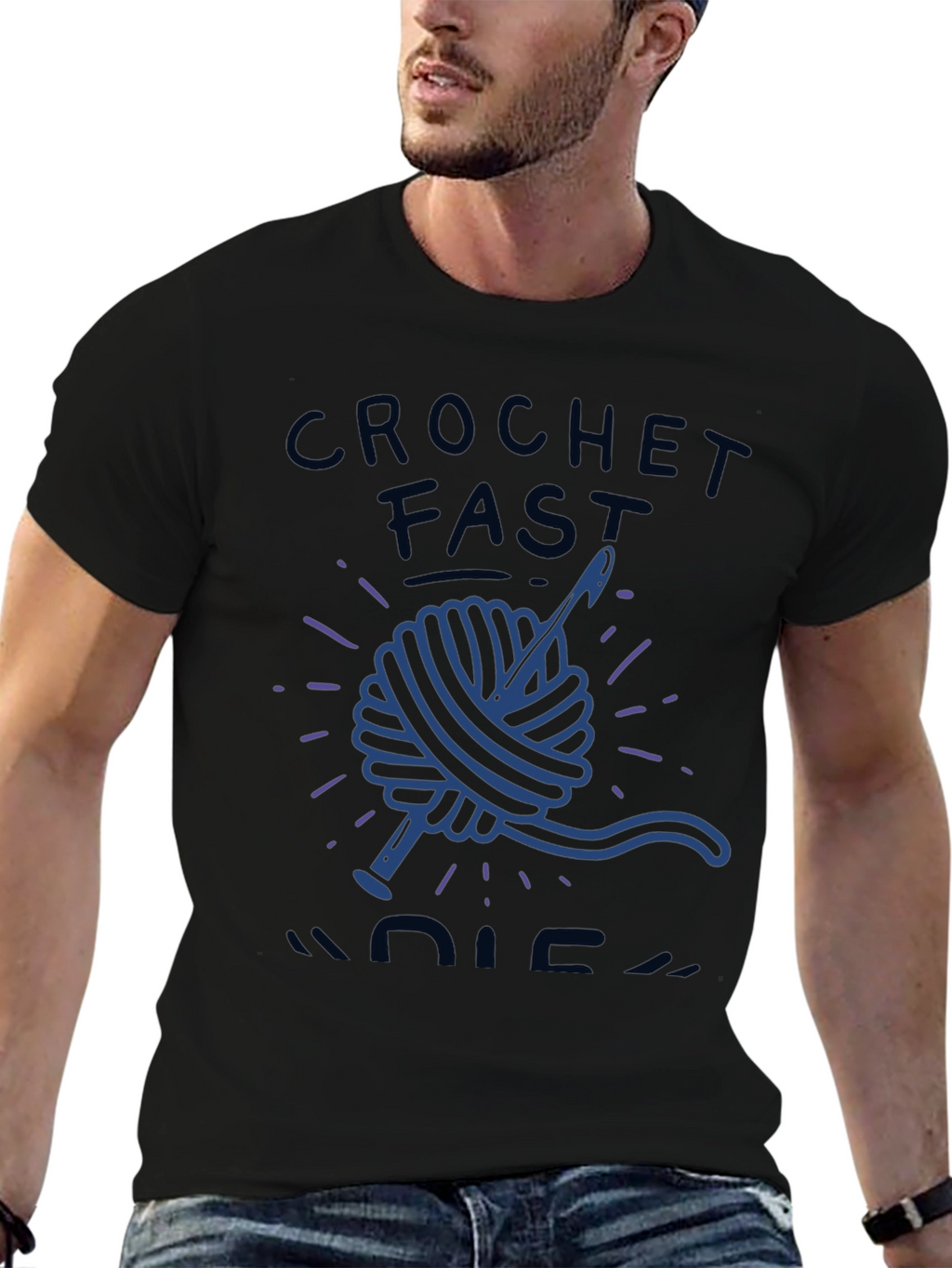 Crochet Fast Die Warm Funny T-Shirt