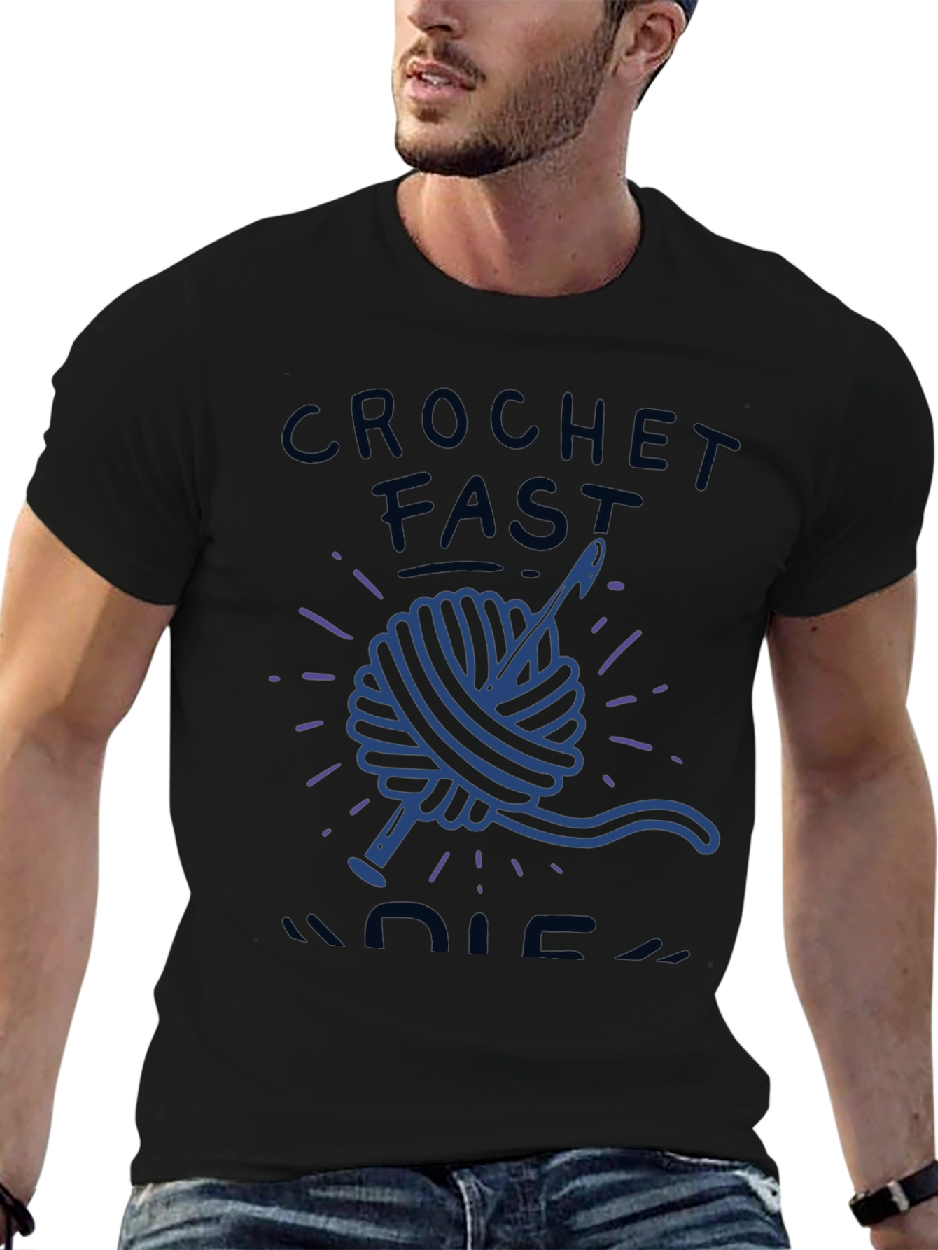 Crochet Fast Die Warm Funny T-Shirt