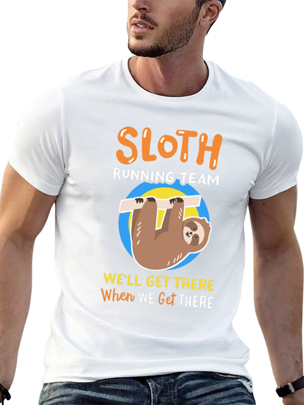 Sloth Running Team Mens T-Shirt - Funny & Relaxed