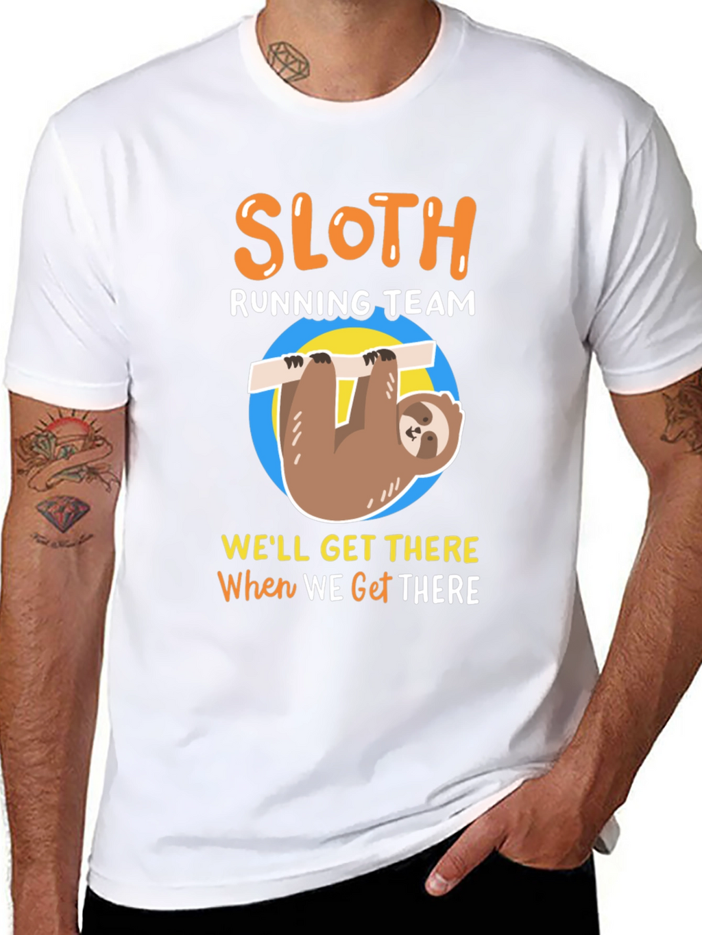Sloth Running Team Mens T-Shirt - Funny & Relaxed