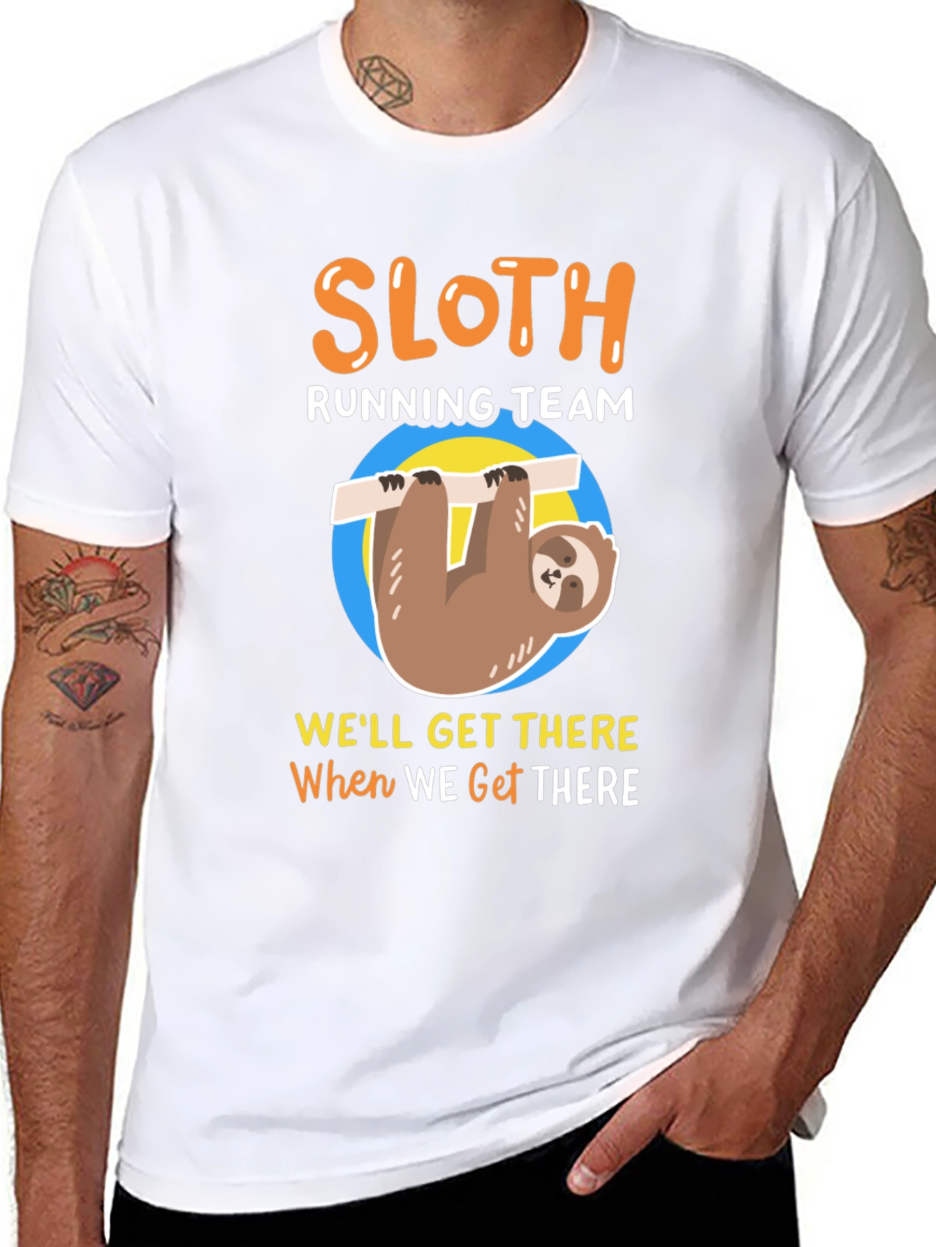 Sloth Running Team Mens T-Shirt - Funny & Relaxed