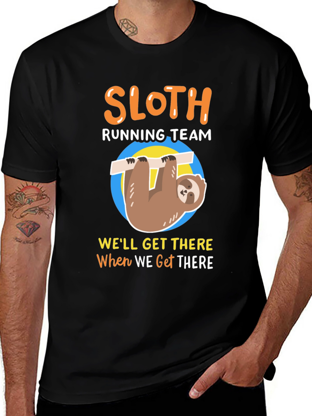 Sloth Running Team Mens T-Shirt - Funny & Relaxed