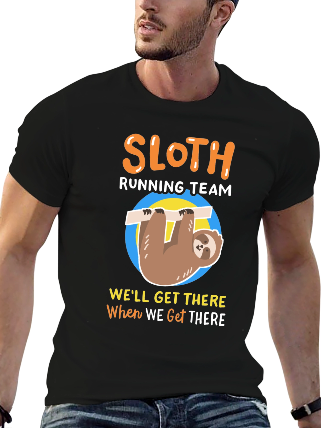 Sloth Running Team Mens T-Shirt - Funny & Relaxed