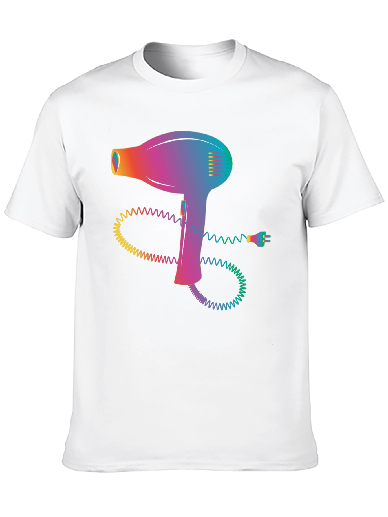 Retro Hair Dryer Graphic Tee - Stylish Black T-Shirt