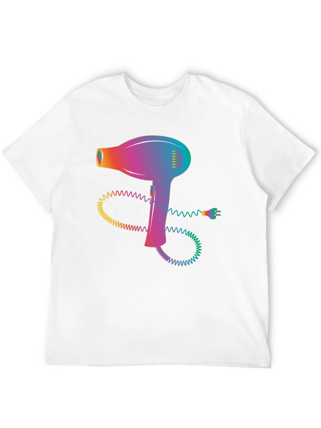 Retro Hair Dryer Graphic Tee - Stylish Black T-Shirt
