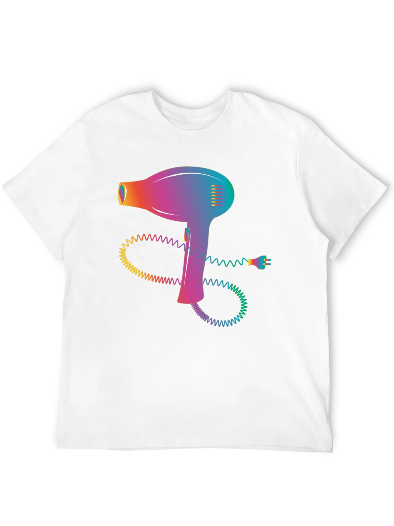 Retro Hair Dryer Graphic Tee - Stylish Black T-Shirt