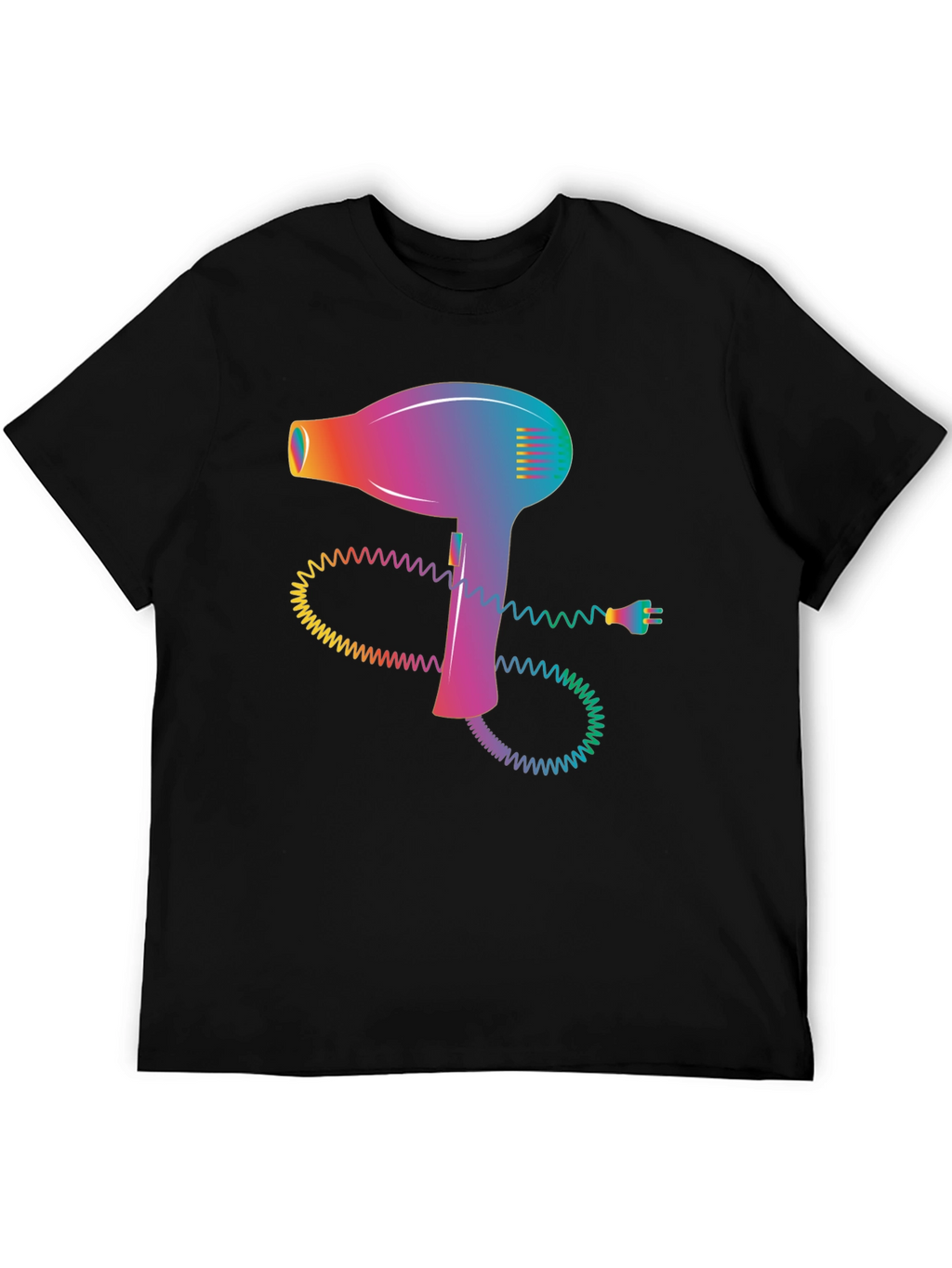 Retro Hair Dryer Graphic Tee - Stylish Black T-Shirt
