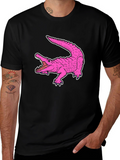 Pink Alligator Graphic Tee - Cool Reptile Print