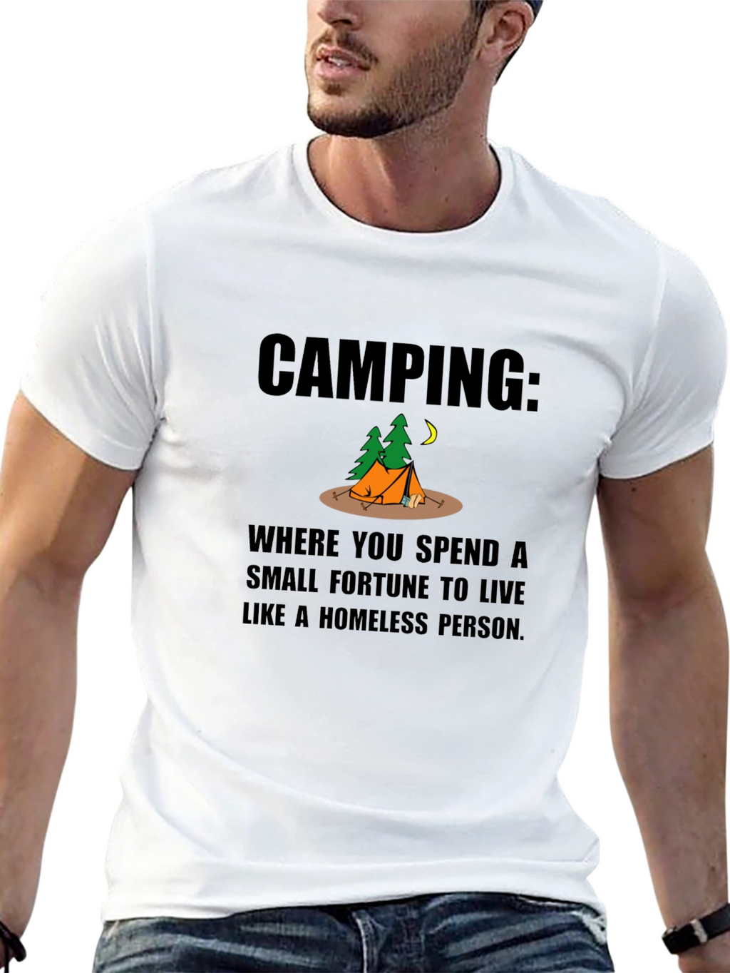 Camping Homeless Person Funny Graphic T-Shirt