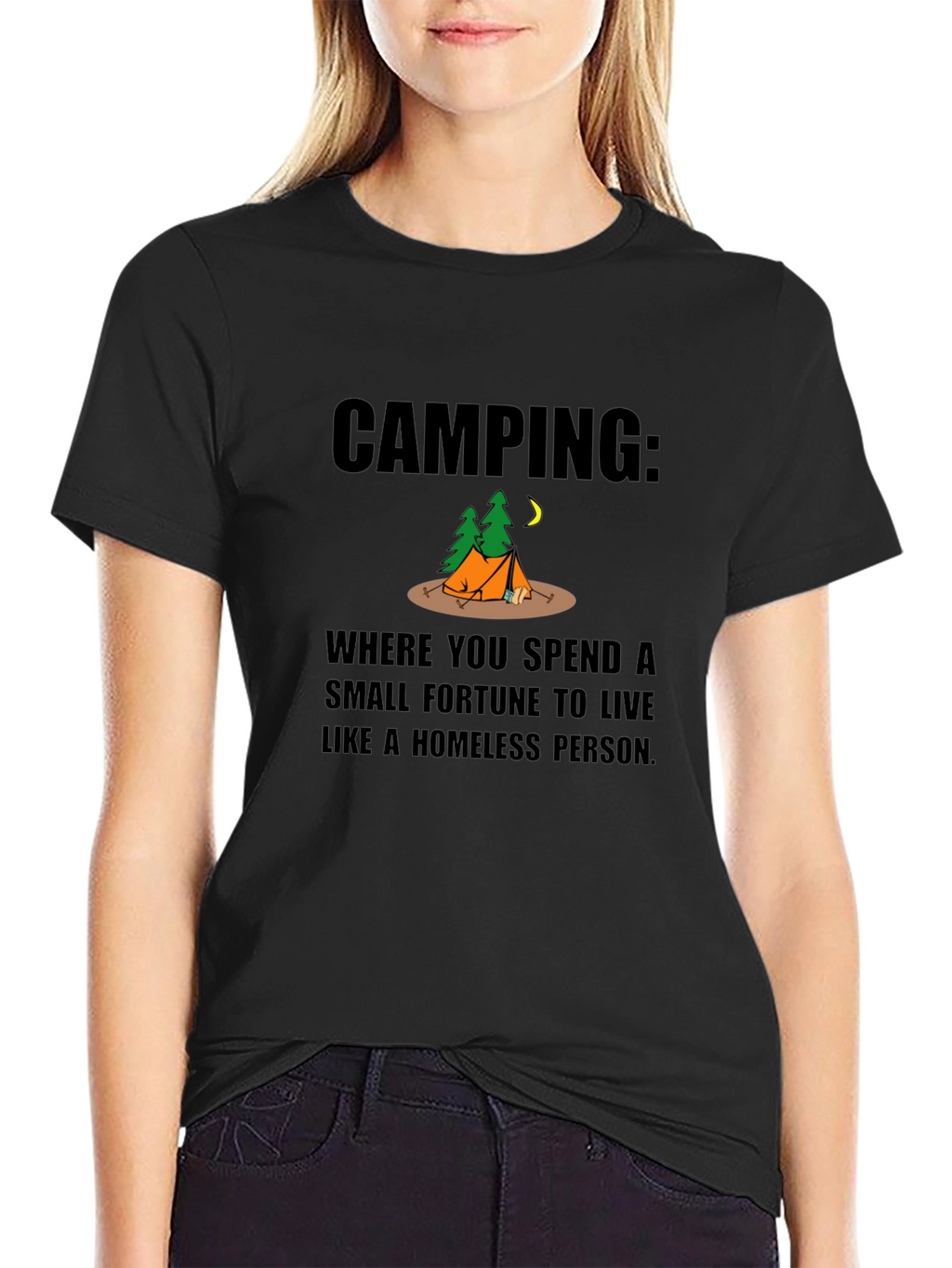 Camping Homeless Person Funny Graphic T-Shirt