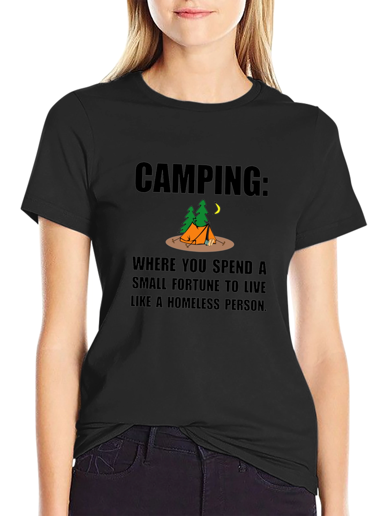 Camping Homeless Person Funny Graphic T-Shirt
